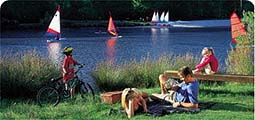 Family activities - boating, sailing, cycling, climbing, skiing, archerry, swimming, diving - at the Center Parcs family resorts in Europe